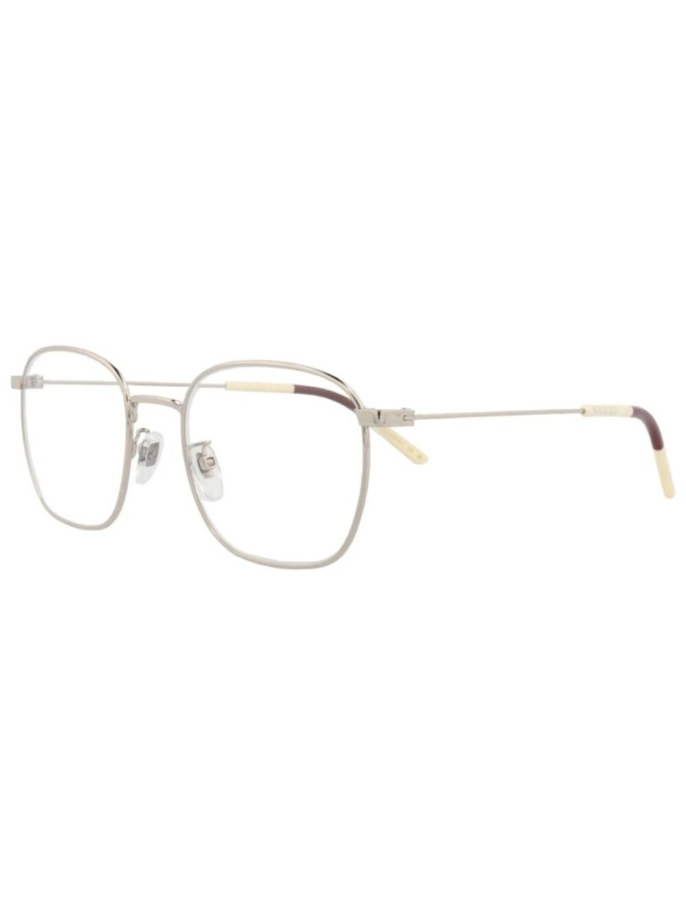 New Gucci Women's Eyeglasses Square Rectangle Metal Frame Mens Silver Silver